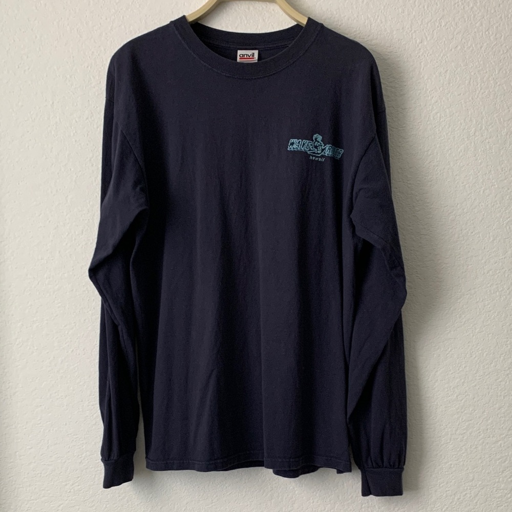 Men's Hawaii Graphic Navy Long Sleeve Tee 100% Cotton